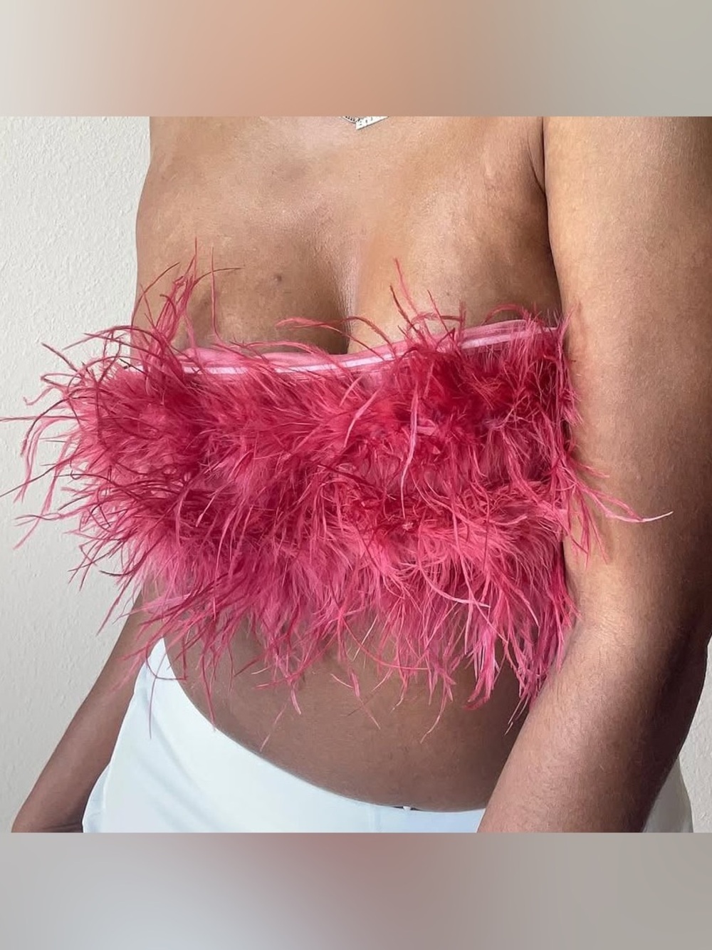 Fashion Nova Feather Bandeau Top